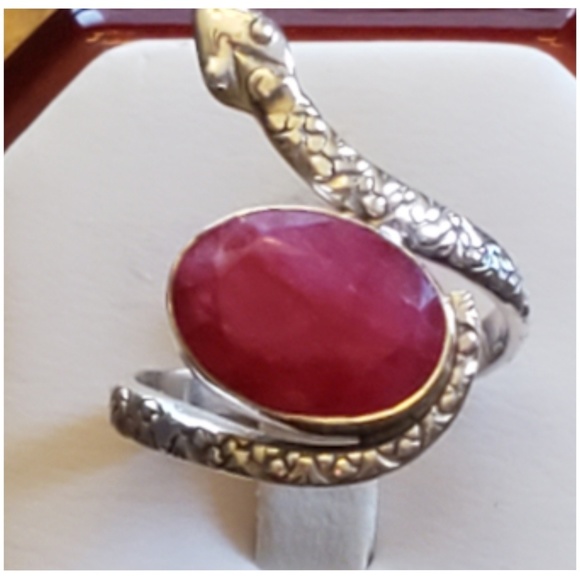 Jewelry - Genuine 5ct Natural Ruby Snake Ring Size 9
